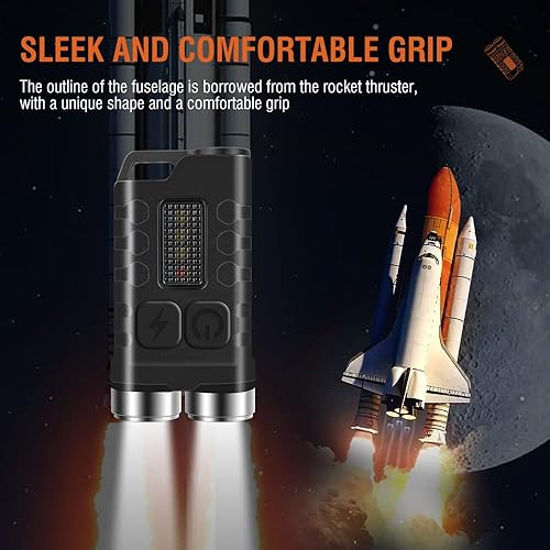 Miniatura 5 de V3 Mini linterna de bolsillo EDC recargable brillante 900LM LED llavero linterna con imán y luz azul UV roja, IP65 impermeable y 12 modos de luz