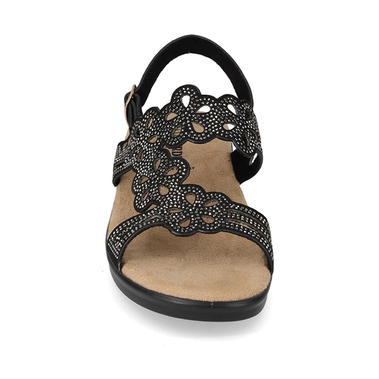 Valleverde 25326 Sandali Confort Donna Tessuto Nero Tacco Zeppa 3Cm Suola Gomma
