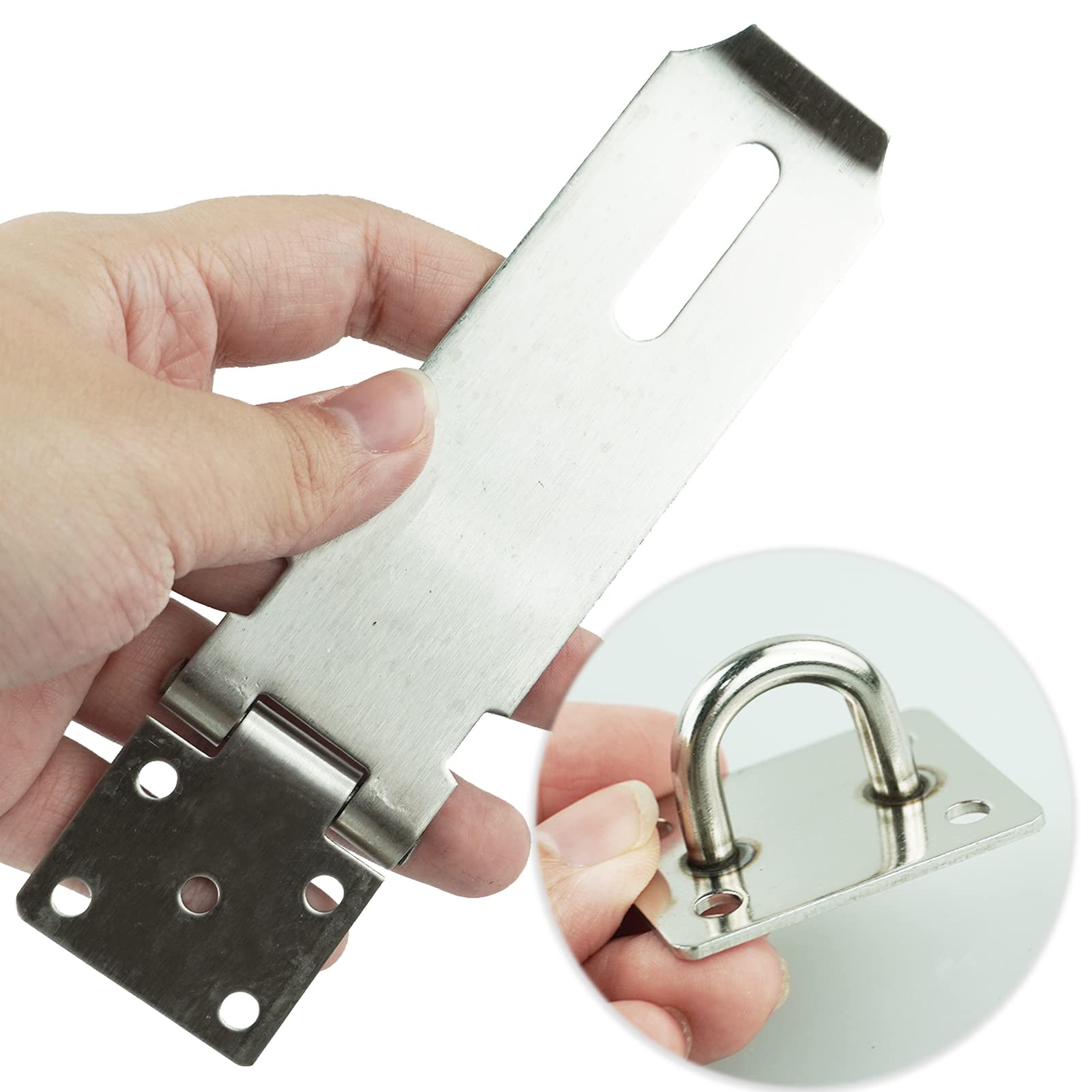 Ahlsen 2Pcs Moraillon Loquet De Porte En Acier Inoxydable Avec Agrafes Vis Cadenas Fermoir De