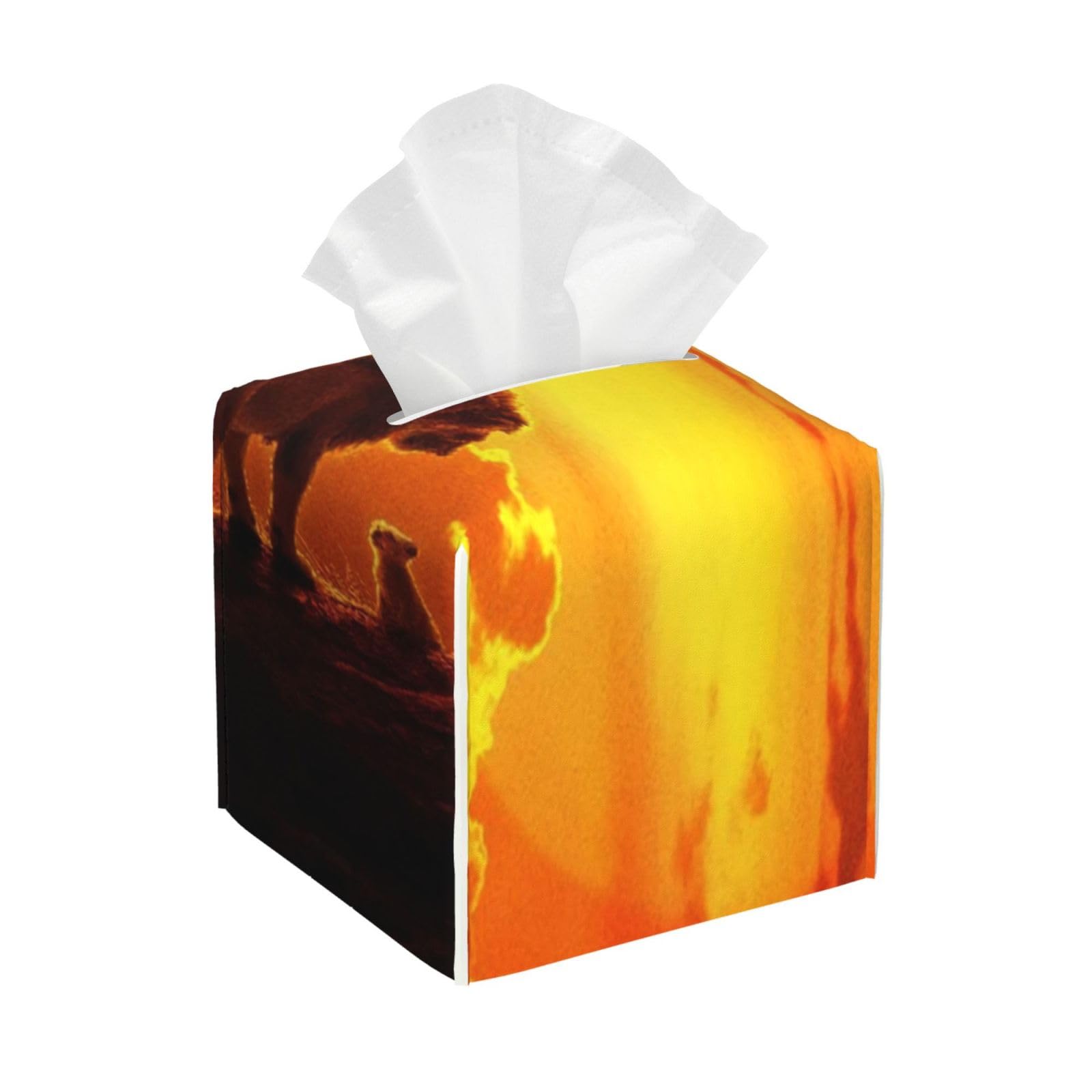 Beautiful Wildlife Collection Lion PVC Cube Tissue Pack for Home Office Bathroom Use
