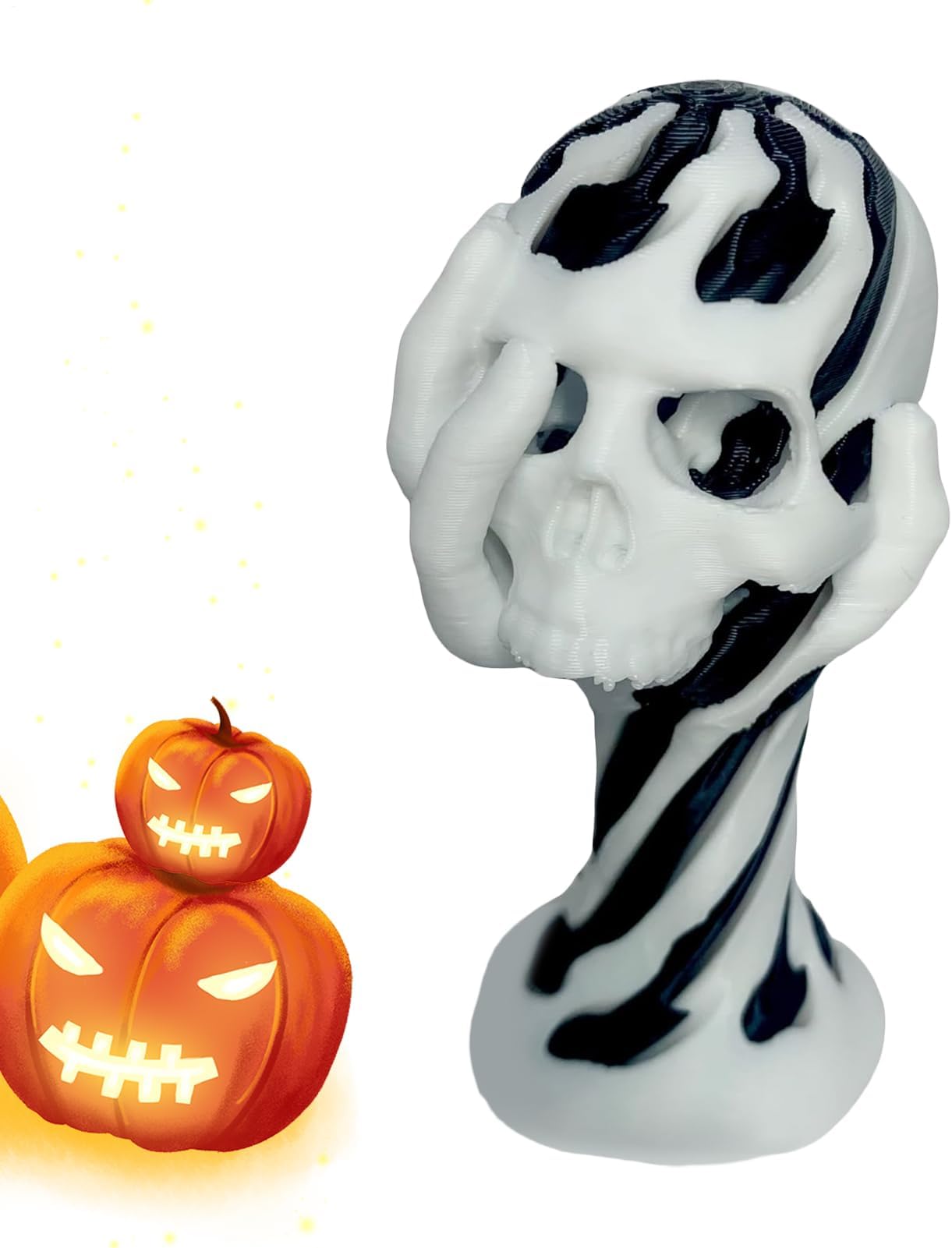 Skull Statue - 3D Printed Skull Desk Decor - Skeleton Sculpture Figurine Decoration Collectible for Table Desk Bookshelf Haunted House Bar Home Party Teens Fans