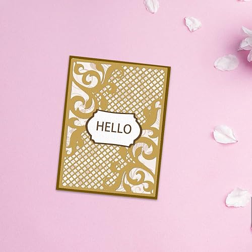 Miniatura 3 de Hying Troqueles de corte de marco de flores y hojas para hacer tarjetas, marco rectangular troquelado, cuadrícula hueca a cuadros, plantillas en