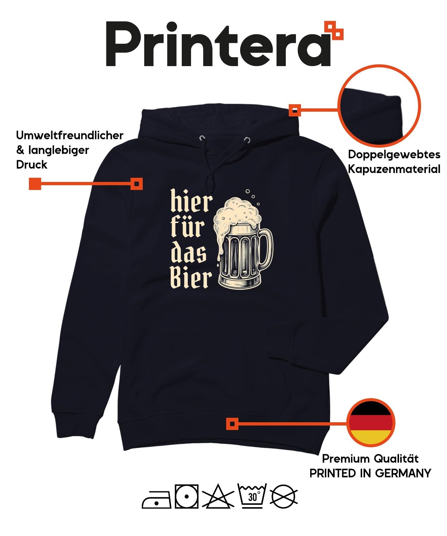 Tutaj na piwo Oktoberfest bluza z kapturem