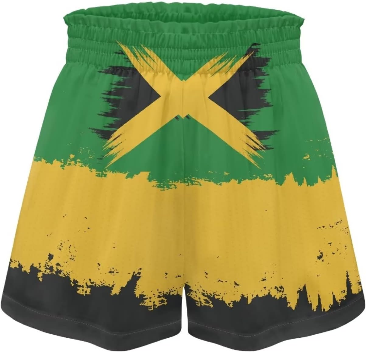 POLERO Jamaica Flag Shorts for Women Trendy Summer Elastic Waist Shorts Pocketed Pants Casual Beach Shorts