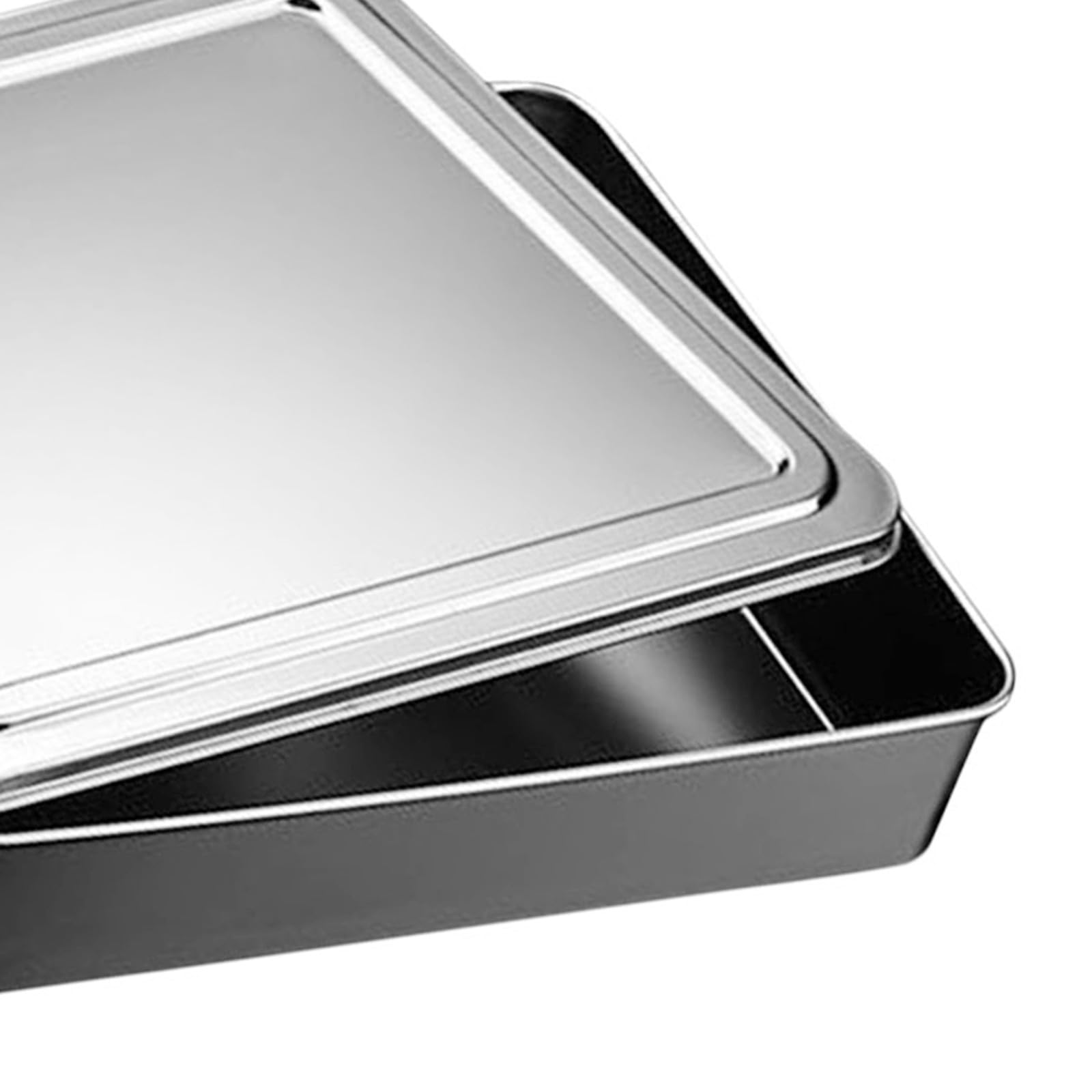 FOMIYES con Tapa para Pasteles de Acero Inoxidable Bandeja Rectangular Adecuado para Hornear y Almacenar Gran Capacidad Tiramisú y Postres
