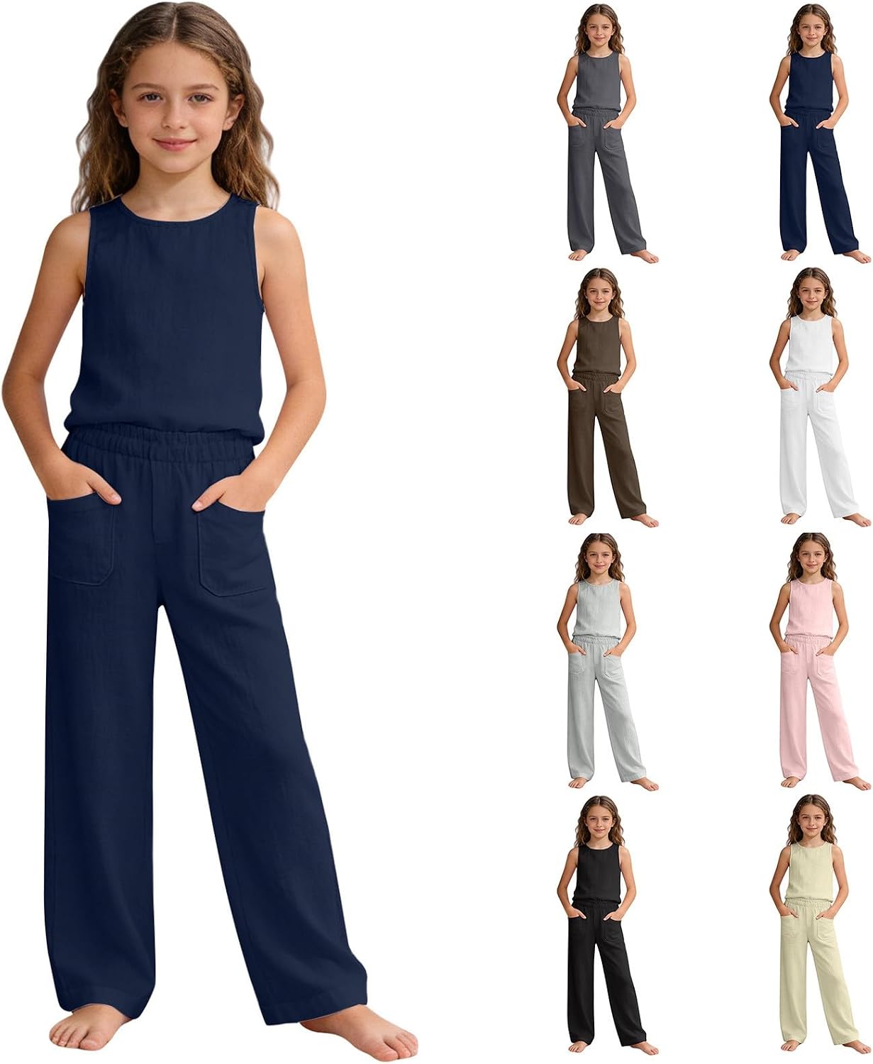 Girl's Baggy Sweatpants Elastic Low Rise Wide Leg Track Pants with Pockets Dance Wide Leg Pants