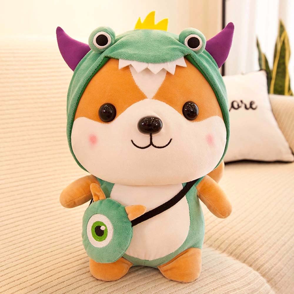 TPTXI Plush Squirrel Stuffed Animal Cute Dinosaur Plush Toy Children's Doll Animal Corgi Chai Pillow Shiba Inu Plush Toy Soft Plush Doll Animal Toy(Green)