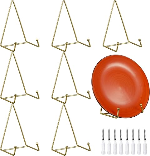 Blulu 8 soportes de metal para placas de pared de 5 pulgadas, soportes de exhibición de placa de montaje en pared, marco de fotos, caballete de