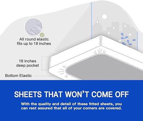 Miniatura 6 de Protector de colchón impermeable tamaño Queen con bolsillo profundo para 18 pulgadas, transpirable y suave, protector de colchón para cama Queen,