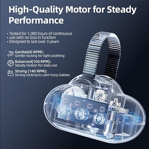 Miniatura 2 de Pinkart Mecedora recargable para cochecito gorila silenciosa universal que se adapta a todos los cochecitos, balancín de bebé y chupete de sueño