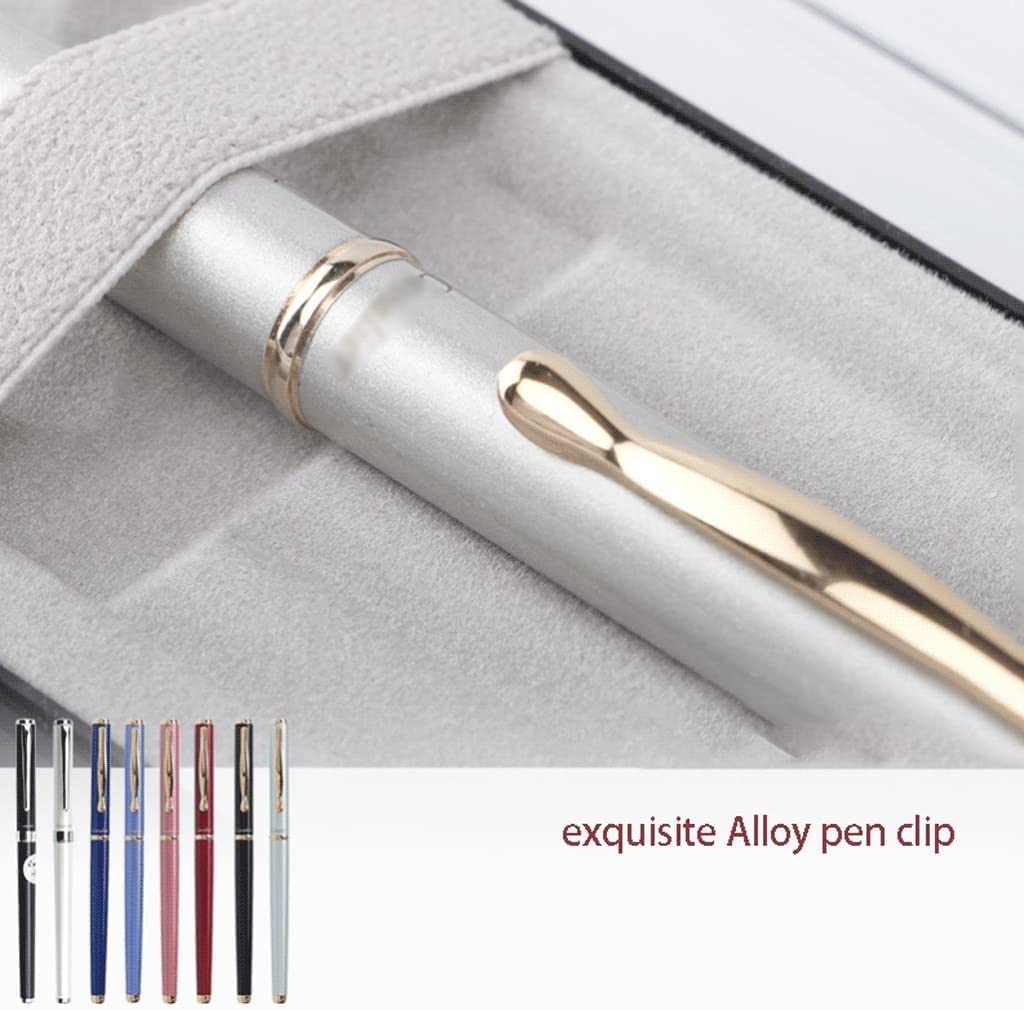 Pluma estilográfica Pluma estilográfica de lujo Pluma estilográfica elegante Pluma de regalo de metal Punta fina Punta de acero inoxidable Recargable Tinta negra Diseño clásico Suministros de of