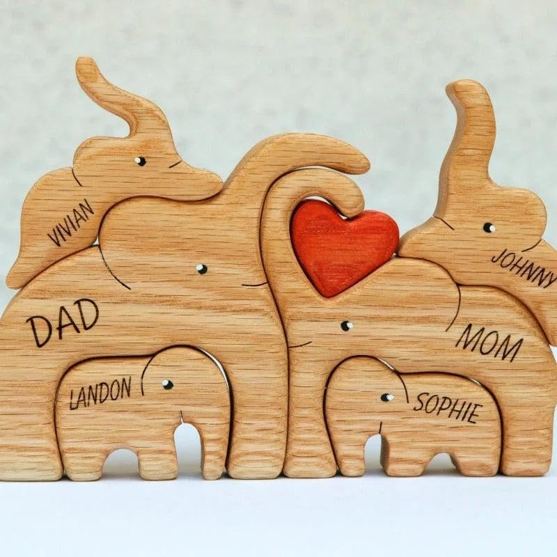Miniatura 3 de Rompecabezas de madera personalizado de la familia de elefantes, regalo para la familia, rompecabezas de madera, rompecabezas de madera de oso,