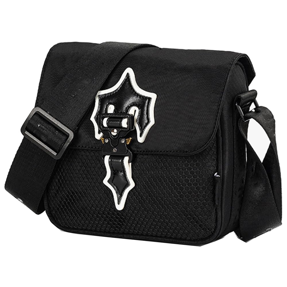 Unisex Compact Crossbody Bag with Mesh Panel & Adjustable Strap, Lightweight Oxford Fabric, 3L Capacity for Daily