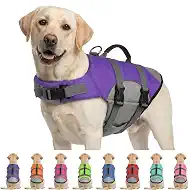 Mklhgty Dog Life Jacket, Reflective Adjustable Dog Vest with Rescue Handle for Swimming and Boating, Ripstop Pet Safety Life Preserver for Small, Medium, and Large Dogs