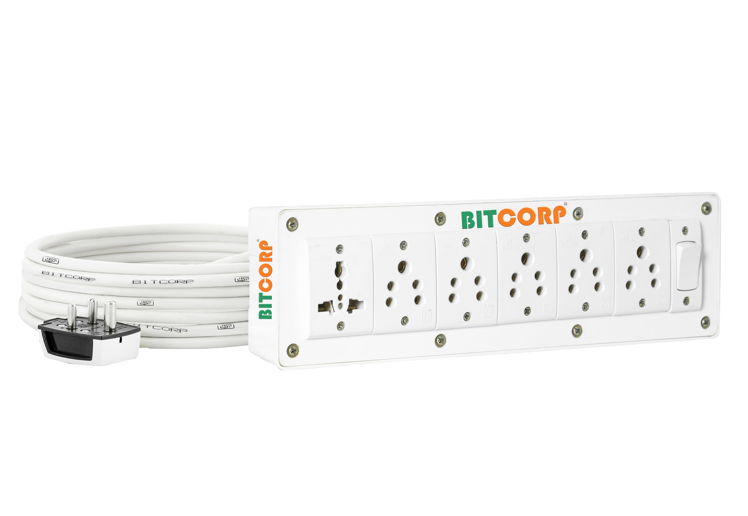 Bitcorp Extension Board 6A (2000W) with 10 Meter Long Cable Cord for Home Kitchen Office Outdoor Indoor Appliances (White)-image-17