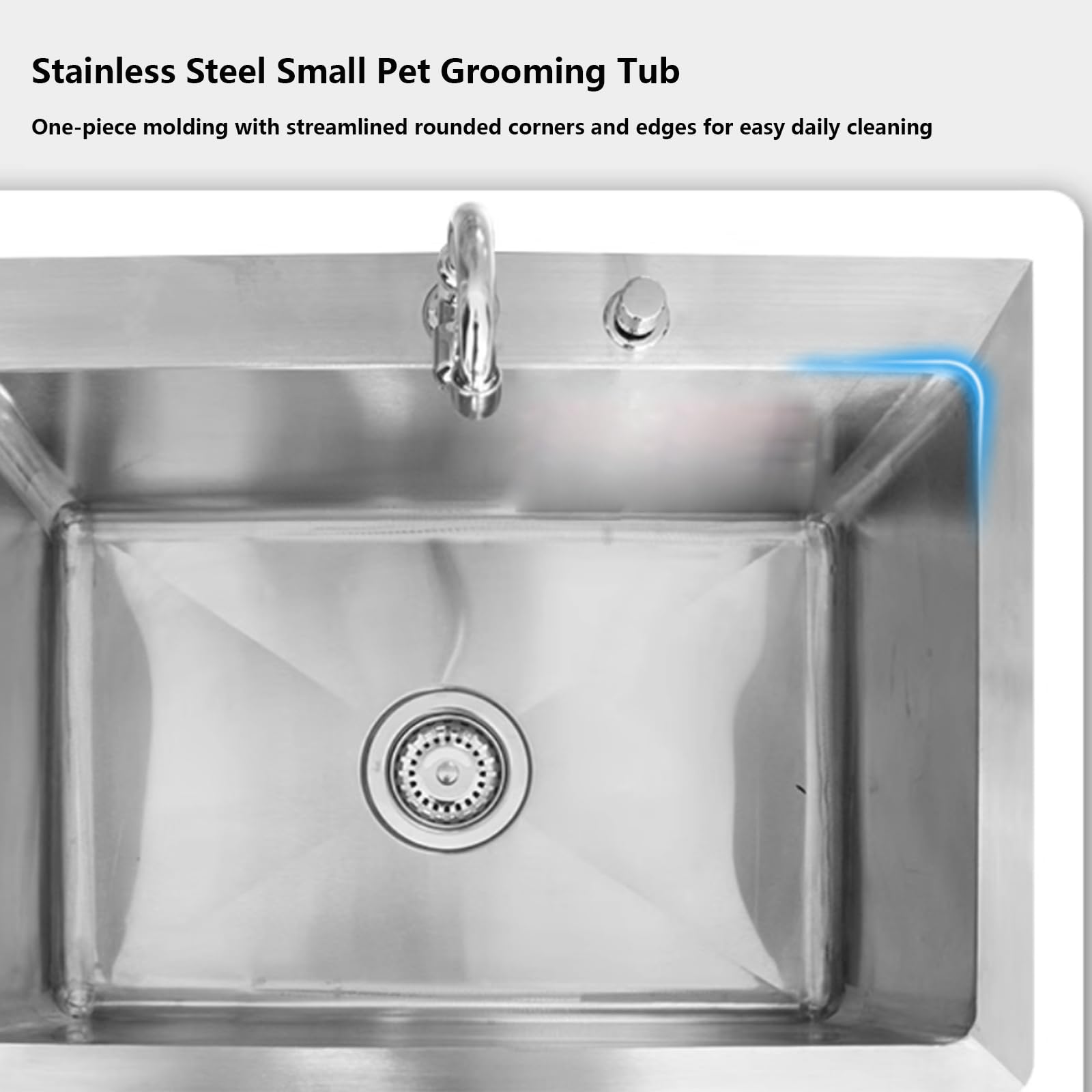 Vasca per la toelettatura degli Animali Domestici in Acciaio Inox, Adatta a Mamme e Animali di Piccola Taglia, bacinella per Il Bagno dei Cani in casa (60 cm/23,6 Pollici).