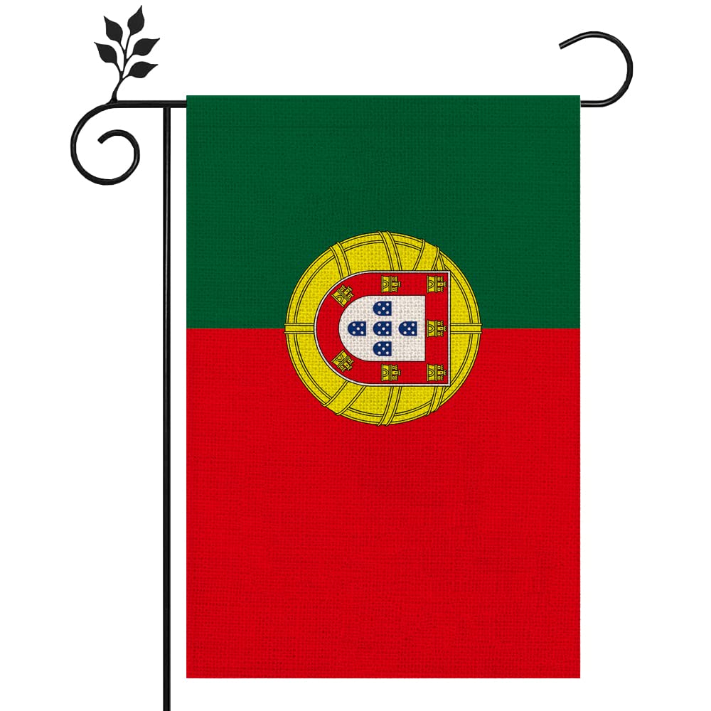 UGONG Portugal National Garden Flags 12X 18 inch Burlap Decoration, Double Sided Celebration Parade garden flags for outdoor and indoor