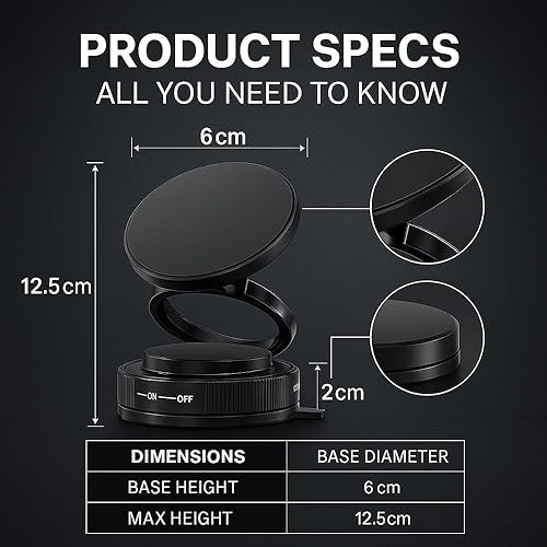 Miniatura 6 de Soporte magnético de teléfono para auto Fitness plegable y manos libres 360 rotación ajustable soporte de teléfono para salpicadero, gimnasio,