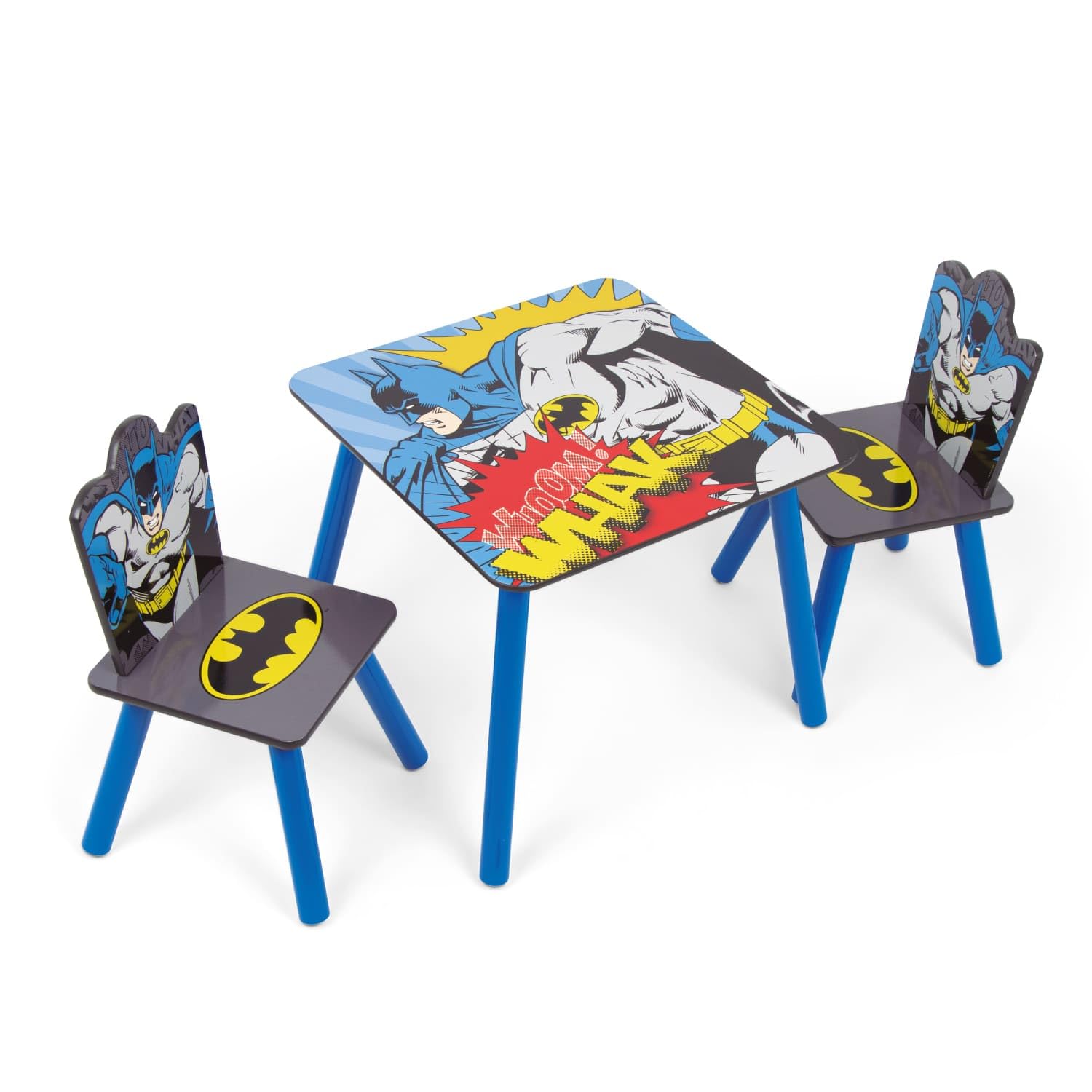 ARDITEX - Ensemble Table et 2 Chaises en Bois pour Enfants Licence Officielle Batman - Table 50x50x44 cm/Chaise 26,5x26,5x50 cm - Bleu Nuit - Idéal pour Jouer et Dessiner
