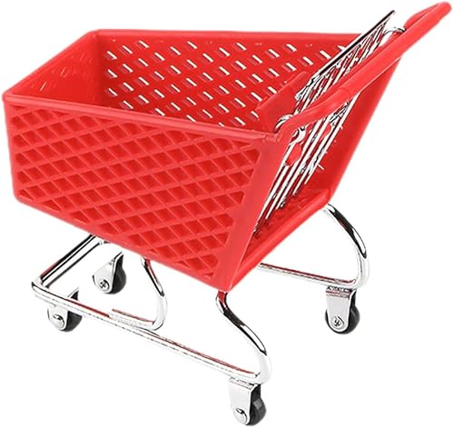 Miniatura 5 de Hemoton 2pcs mini carrito de compras cesta de almacenamiento creativo construcción de metal resistente color al azar