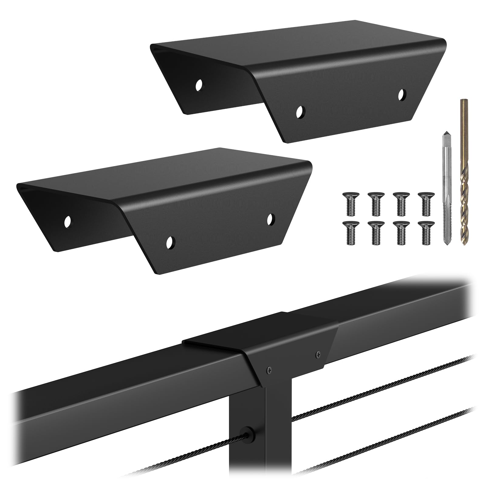 Manchon droit pour main courante plate CKE HF05 finition noire haut de gamme