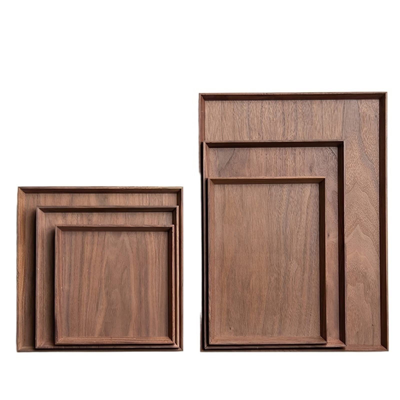 Plateau de service carré noir en bois durable pour cuisine salle à manger