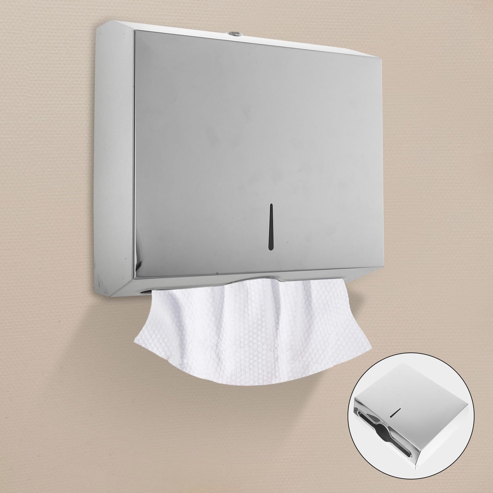 Dispensador y Resistente al Agua de Acero Inoxidable de Toallas de Papel Diseño Confiable y Elegante Montaje en Pared para Baño y Hospitales