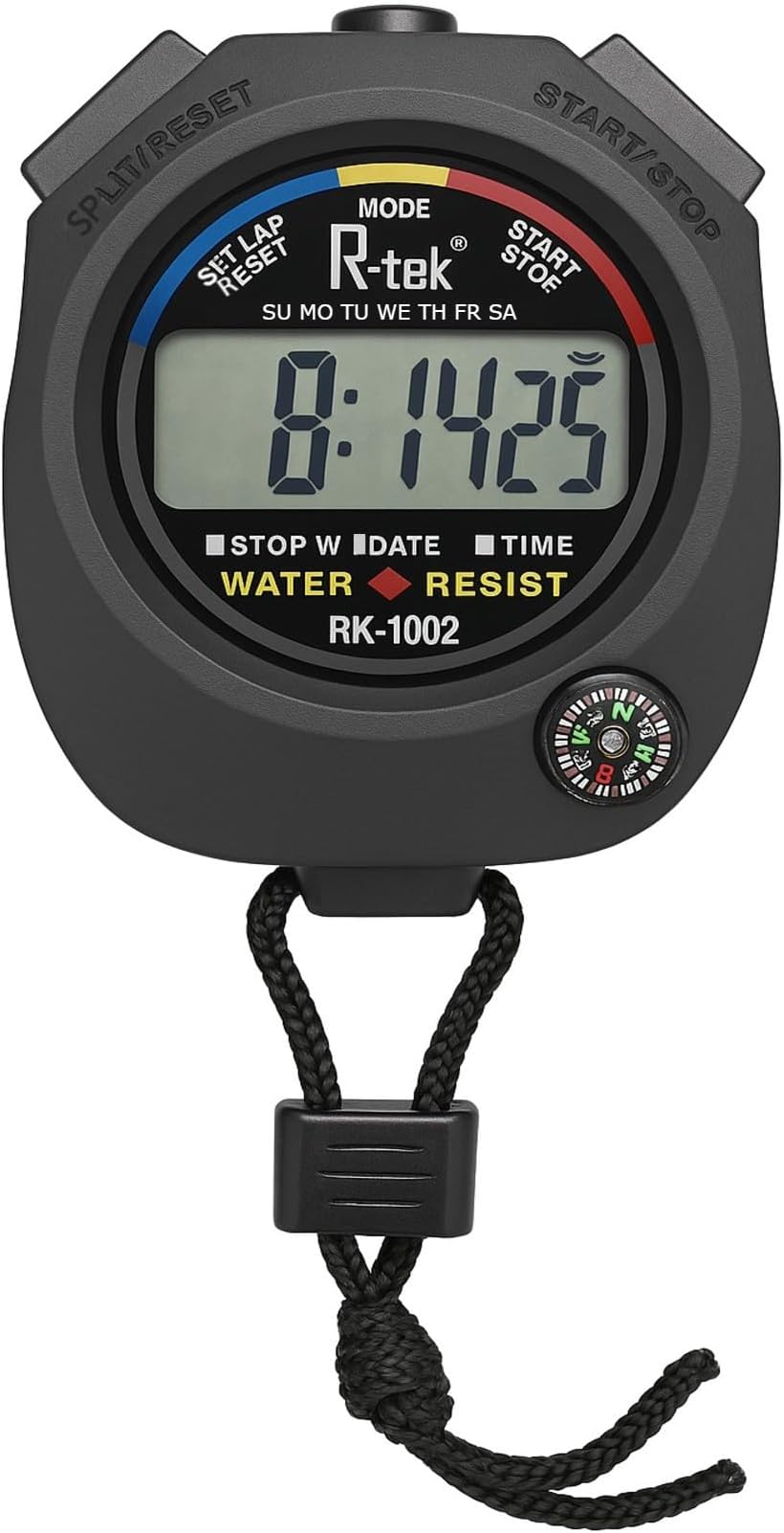 Digital Stopwatch Timer for Sports & Training | Waterproof Electronic Stopwatch with Large LCD, Date Time Alarm & Lap Counter | Running Gym Coach Outdoor