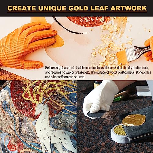 Wadities Gold Leaf Gilding Adhesive Set, 100ml Water Based Glue and 100ml Varnish, Gold Leaf Sheets 100 pcs, 2 Brushes, for Craft, Painting and Arts by Wadities - Image 6