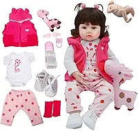 Boneca Bebê Reborn Silicone Menina Pode dar Banho Criança Presente Original 48cm (Menina Girafa Boneca)