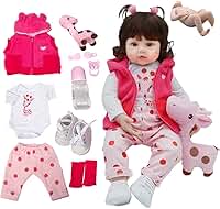 Boneca Bebê Reborn Silicone Menina Pode dar Banho Criança Presente Original 48cm (Menina Girafa Boneca)