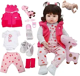 Boneca Bebê Reborn Menina Silicone Pode dar Banho Criança Presente Original 48cm Girafinha Boneca