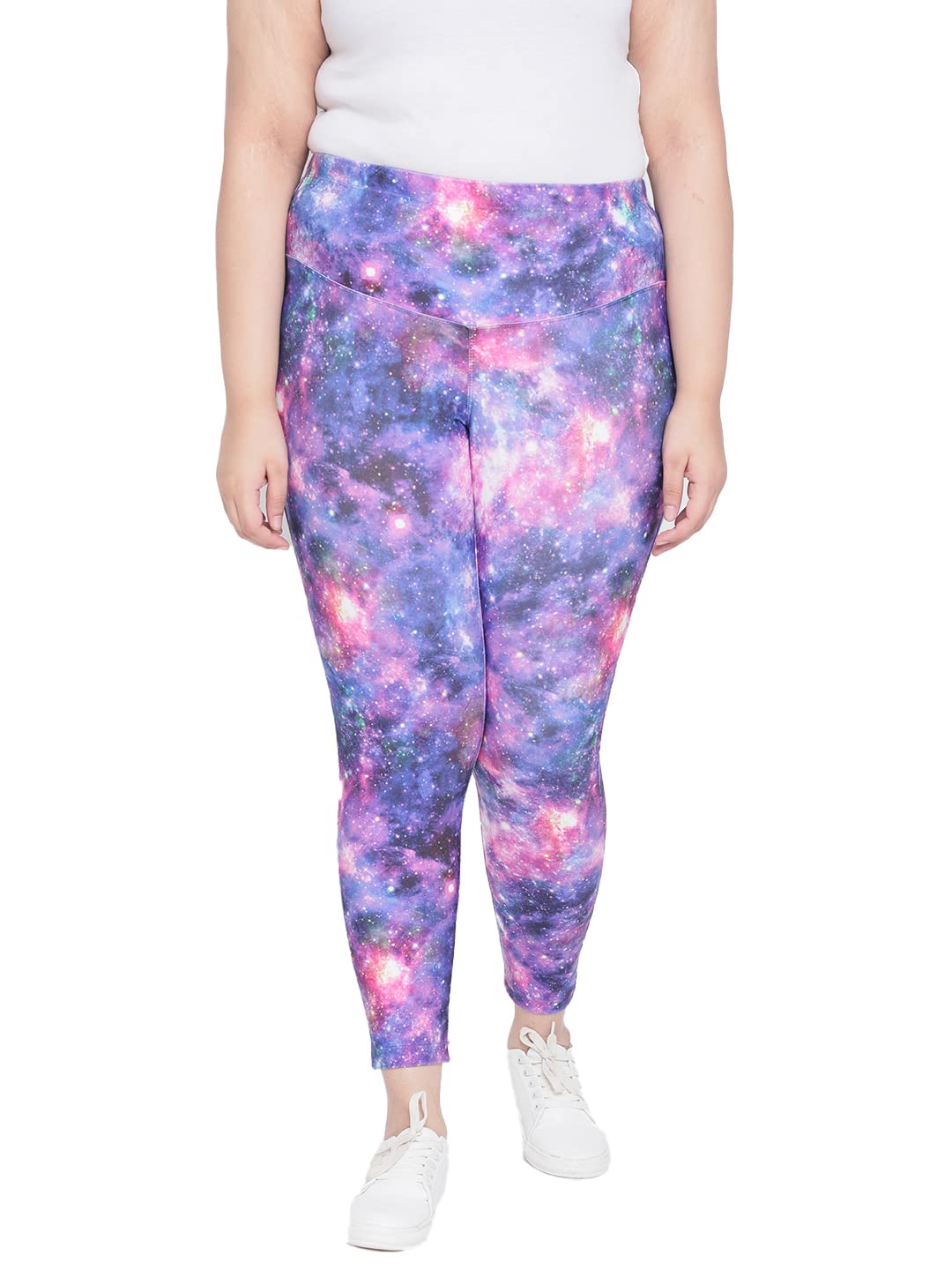 AMYDUSPlus Size Women Printed Tummy Tucker Jeggings | High-Waist | Stretchable | Skinny Fit | Wide Waistband | Cloud Soft Fabric | Tummy Shaper Pants for Women - L to 9 XL