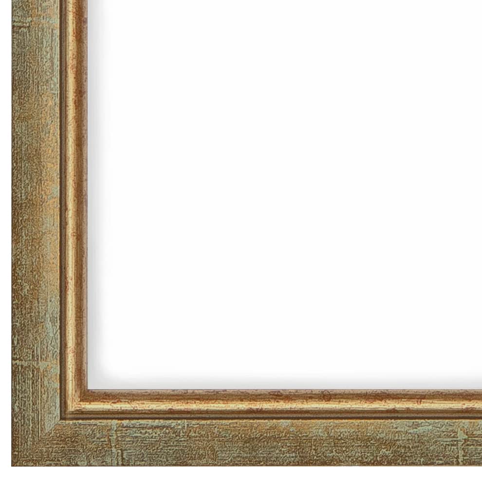 PrimeLuxe Cornice portafoto in legno massiccio, realizzata su misura, 80 x 100 cm, in oro turchese, dimensioni a scelta, con vetro acrilico antiriflesso, cornice per poster, puzzle, collage