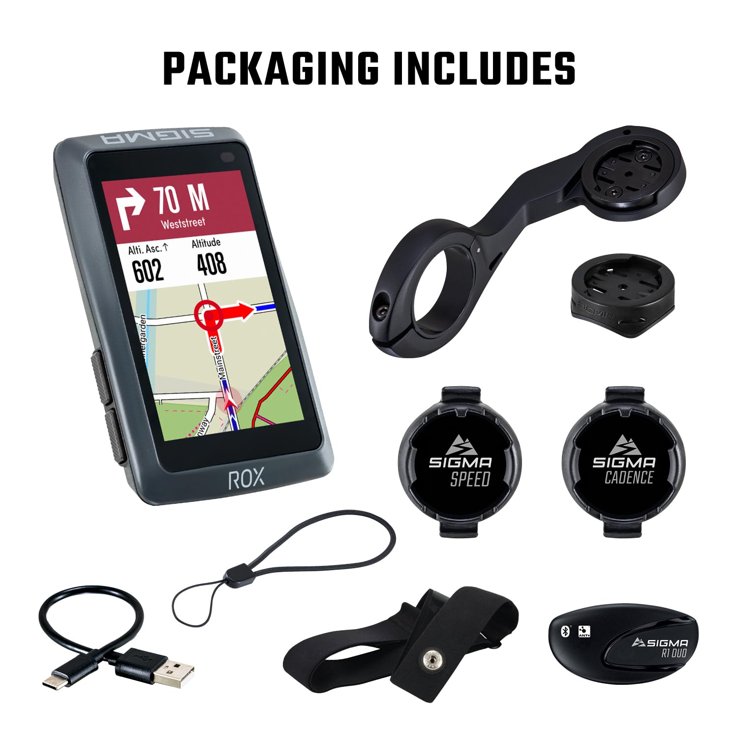 SIGMA ROX 12.1 Evo Compteur Vélo sans Fil 3" GPS avec 150 Fonctions, GLONASS & Bluetooth - Navigateur Vélo Compatible Komoot & VAE