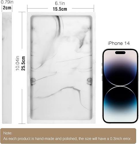 Miniatura 23 de Luxspire Bandeja de tocador de baño, tocador de resina, anillo de joyería, tanque de almacenamiento, fregadero de cocina, encimera, organizador