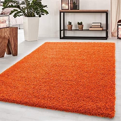BPIL Shaggy Rugs Soft plain Thick Pile Large Small Antiskid Area Rug (Orange, 80X150CM)