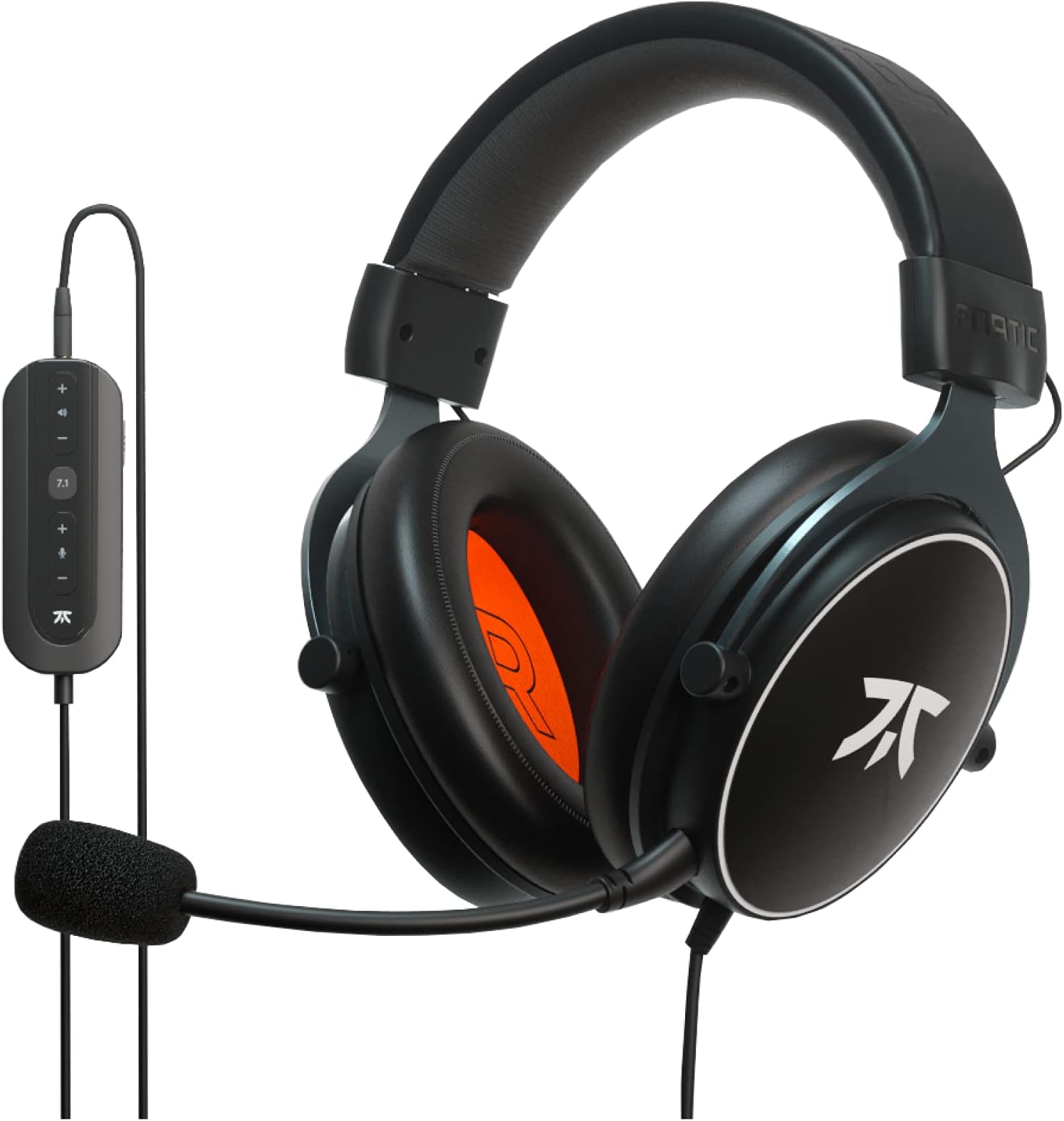 Fnatic React+ Gaming Headset for Esports with 53mm Drivers, Precise 7.1 Surround Sound and Advanced USB Sound Card, [Windows Compatible], Metal Frame, Broadcaster Detachable Microphone, 3.5mm Jack