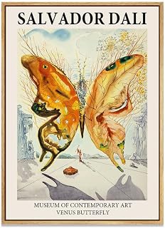 Eliko Canvas Prints Salvador Dali Wall Art Prints Gallery canvas Art Butterfly Picture Modern Surrealism Wall Art Contemporary for Living Room, Bedroom 24"x 32" Natural Framed