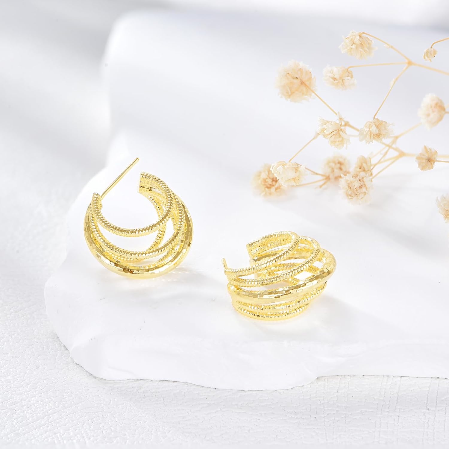 Gold Earrings 14K Gold Hoop Earrings for Women Statement Gold Hoops Jewelry Gifts - Image 4