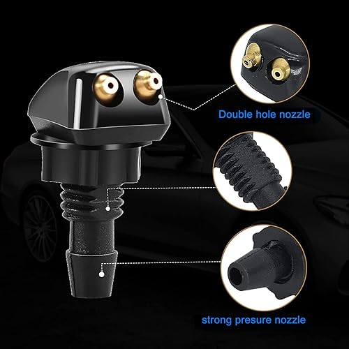 Miniatura 3 de 2 boquillas de pulverización de agua para parabrisas delantero de automóvil, mini boquilla portátil de limpieza automotriz de doble agujero,