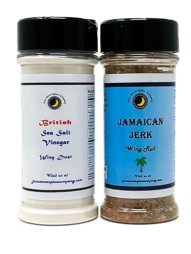 Premium  Condimento clásico de alitas de pollo  Paquete variado de 2  Jamaican Jerk Chicken Wing Dry Rub  Sal marina británica y condimento de alas