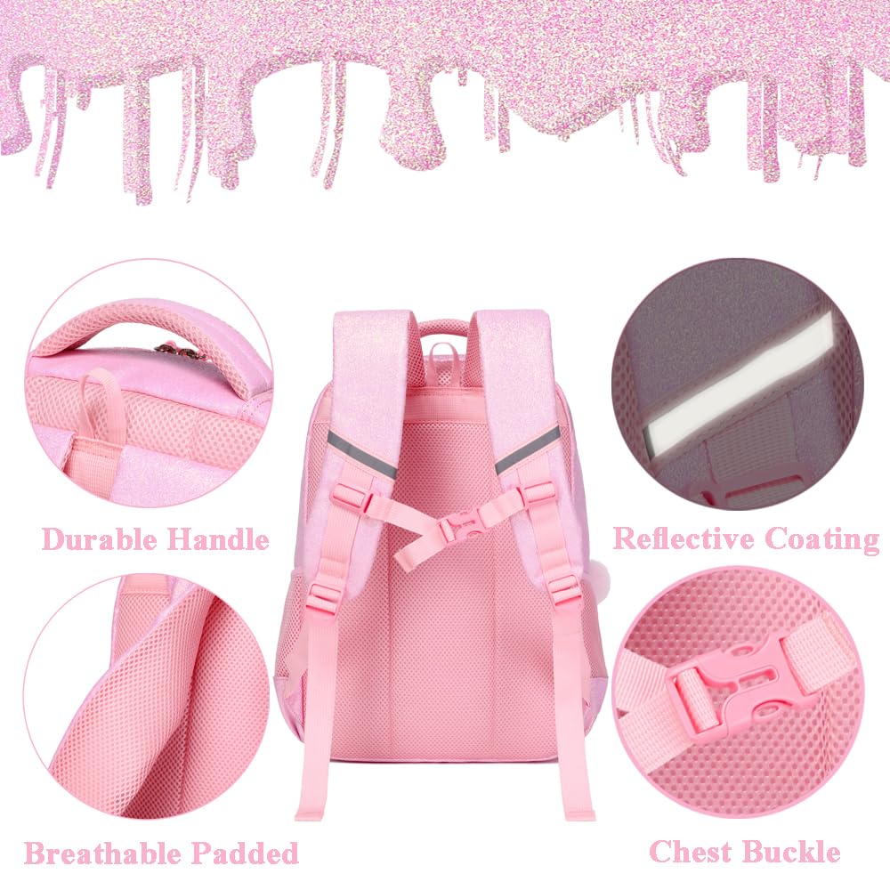 Kimwadalh Mochila Purpurina Niña Mochilas Primaria Bolsas Escolar Mochila Infantil Niñas Mochila Glitter Rucksack Sets de útiles Escolares,Mochila Niñas Purpurina