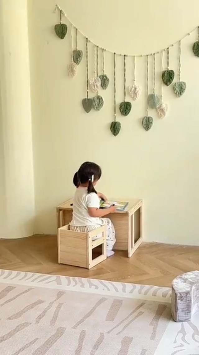 Amazon.co.jp: LZ LEISURE ZONE 子供用テーブルと椅子2点セット 天然