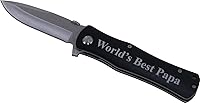 Vista 3 de World's Best Papa - Cuchillo de bolsillo plegable, gran regalo para el día del padre, cumpleaños o regalo de Navidad para papá, abuelo, abuelo, papá