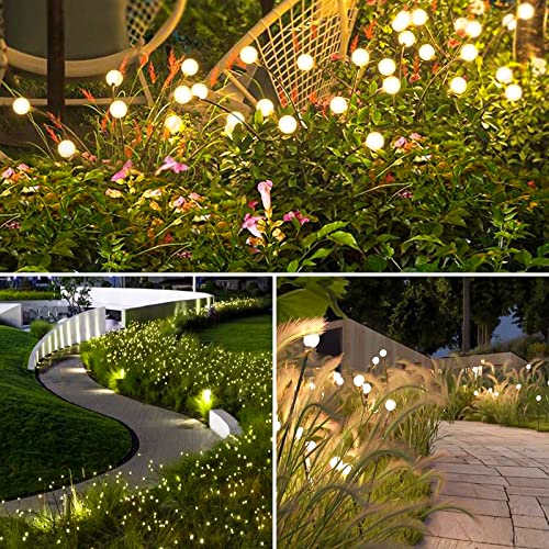Solar Garden Lights Outdoor Decorations: 8 Pack Upgraded 64 LED Solar Powered Firefly Lights, Flexible Waterproof Solar Swaying Light for Yard Pathway Landscape Decorative, Warm White 2 Lighting Modes
