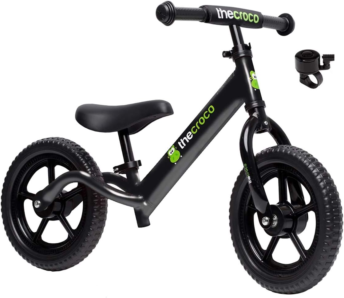 TheCroco Balance Bike Premium Model 12” Lightweight High-Grade Aluminum to Make Riding Easy for Kids Ages 2, 3, 4 Years. Unbeatable Features: Bell, Handlebar Pad and Adjustable Seat & Handlebar Height : Toys & Games
