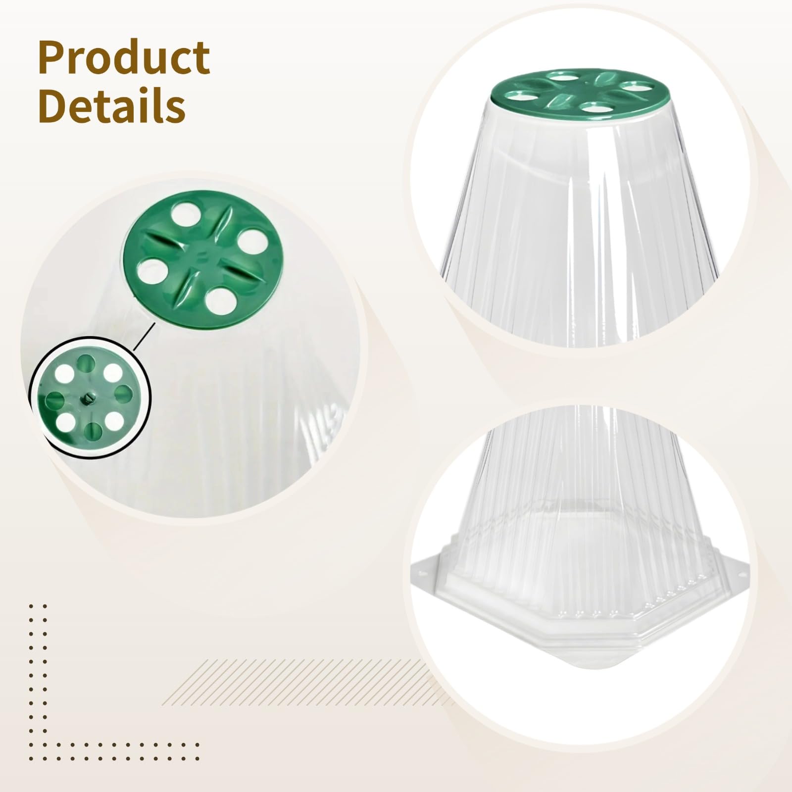 20 pièces Cloches de jardin pour plantes, couvercles de jardin avec évent rotatif, 40 piquets de sol inclus, protecteurs transparents en plastique pour semis et jeunes plants, pour potager et jardin