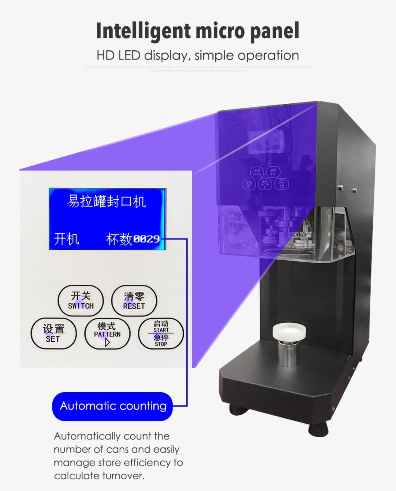 Máquina automática comercial inteligente para sellar latas, sellador de refrescos, rotación del cuerpo, botellas de cerveza de aluminio, selladoras de tarros de PET (color: blanco, tamaño: 220 V)