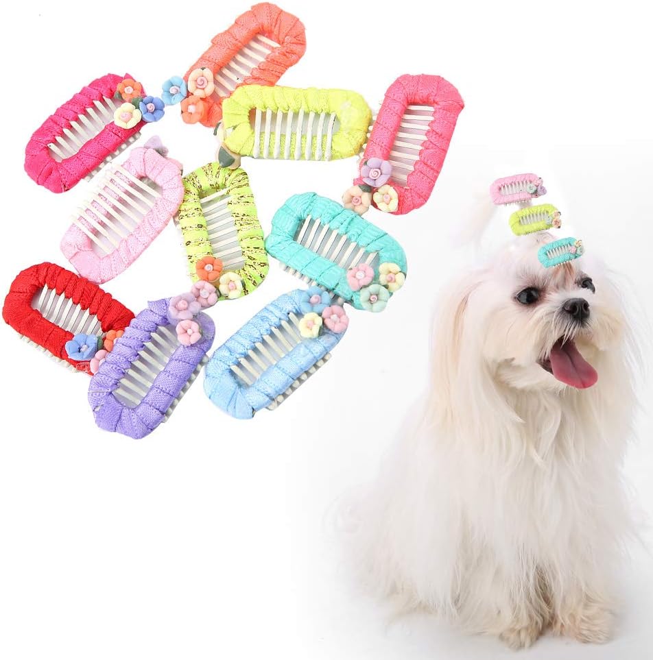 10Pcs Pet Hair Clips Cute Flower Pet Topknot Lovely Cats Dogs Hairpins Pet Grooming